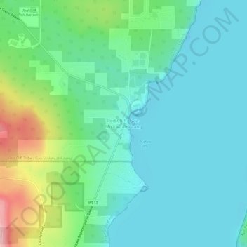 Mapa topográfico Red Cliff, altitude, relevo