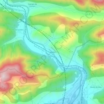 Mapa topográfico Peredilla, altitude, relevo