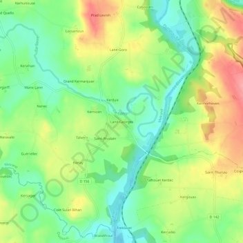 Mapa topográfico Lann Georges, altitude, relevo