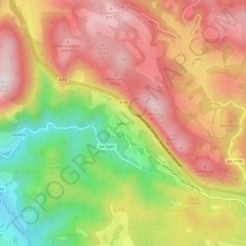 Mapa topográfico Azpíroz, altitude, relevo