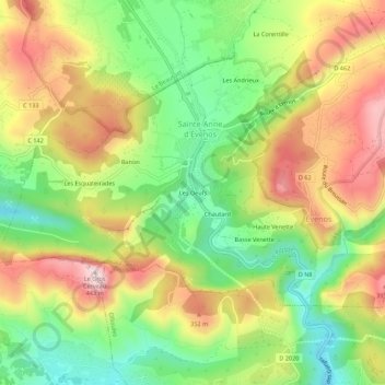 Mapa topográfico Les Oeufs, altitude, relevo