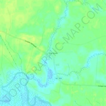 Mapa topográfico Ellis Store, altitude, relevo