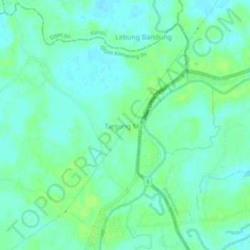 Mapa topográfico Tanjung Mas, altitude, relevo