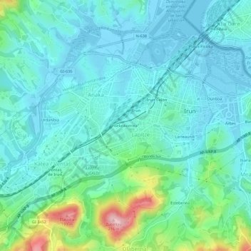 Mapa topográfico Belaskoenea, altitude, relevo