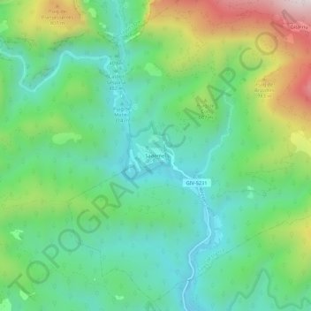 Mapa topográfico Sadernes, altitude, relevo