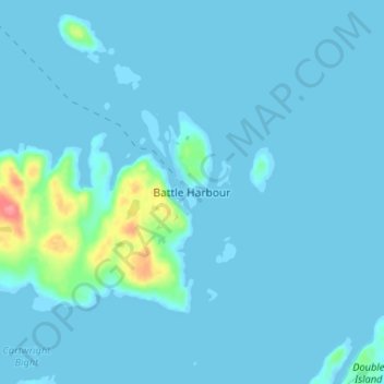 Mapa topográfico Battle Harbour, altitude, relevo