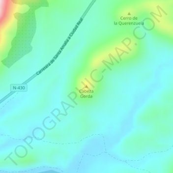 Mapa topográfico Cabeza Gorda, altitude, relevo