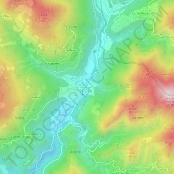 Mapa topográfico Le Village, altitude, relevo