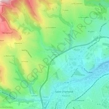 Mapa topográfico Le Ban, altitude, relevo