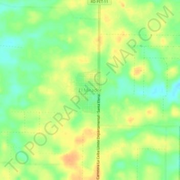 Mapa topográfico El Mirador, altitude, relevo