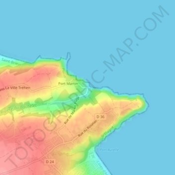 Mapa topográfico Martin Plage, altitude, relevo