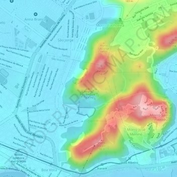 Mapa topográfico Morro do Embaré, altitude, relevo