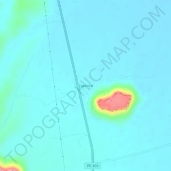 Mapa topográfico Cutimbo, altitude, relevo