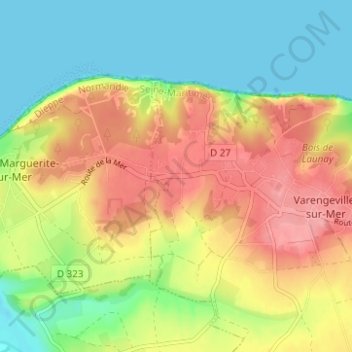 Mapa topográfico Blancmesnil, altitude, relevo