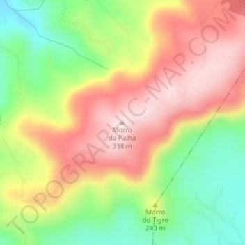 Mapa topográfico Morro da Palha, altitude, relevo