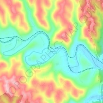 Mapa topográfico Captina, altitude, relevo