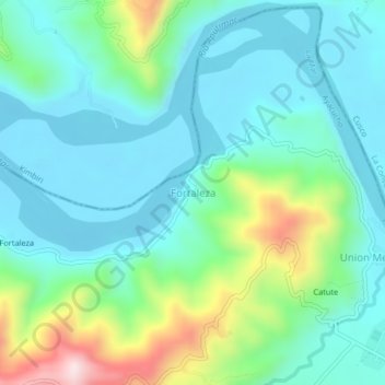 Mapa topográfico Fortaleza, altitude, relevo
