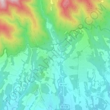 Mapa topográfico Cànoves, altitude, relevo