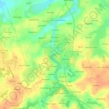 Mapa topográfico Bel Air, altitude, relevo