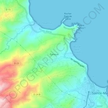 Mapa topográfico Épineux, altitude, relevo