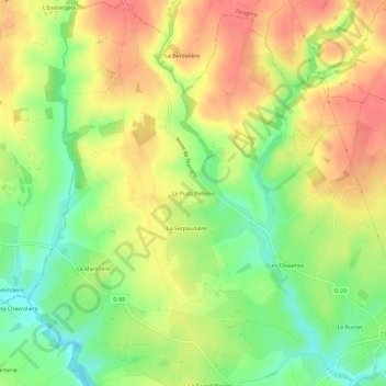 Mapa topográfico Le Puits Pellerin, altitude, relevo