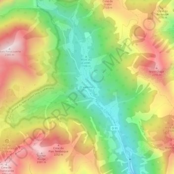 Mapa topográfico Castérino, altitude, relevo