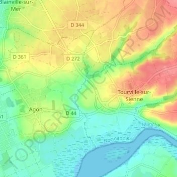 Mapa topográfico Le Val, altitude, relevo