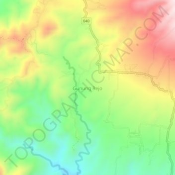 Mapa topográfico Gunung Rejo, altitude, relevo