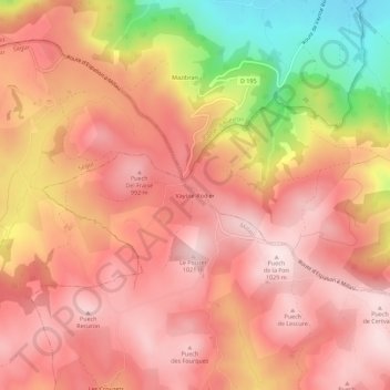 Mapa topográfico Vaysse-Rodier, altitude, relevo