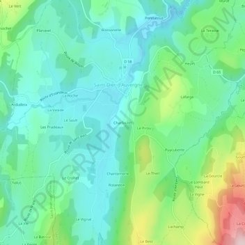 Mapa topográfico Charfoulet, altitude, relevo