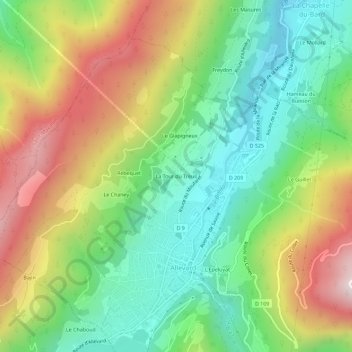 Mapa topográfico La Tour du Treuil, altitude, relevo