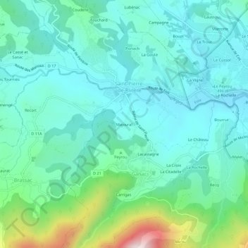 Mapa topográfico Majoural, altitude, relevo