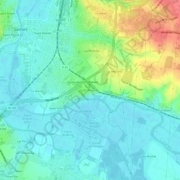 Mapa topográfico Les Arcivaux, altitude, relevo