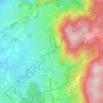 Mapa topográfico Corcelles, altitude, relevo