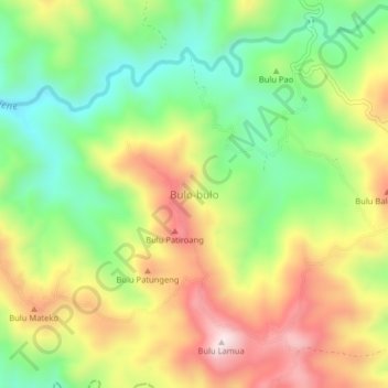 Mapa topográfico Bulo-bulo, altitude, relevo