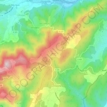 Mapa topográfico Burac, altitude, relevo