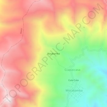 Mapa topográfico Bocabamba, altitude, relevo