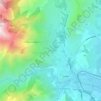 Mapa topográfico Fornelle, altitude, relevo