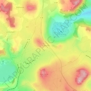 Mapa topográfico La Sauvetat, altitude, relevo