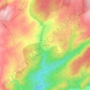 Mapa topográfico Cerro Alarcón, altitude, relevo