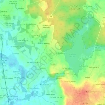 Mapa topográfico Le Breil, altitude, relevo