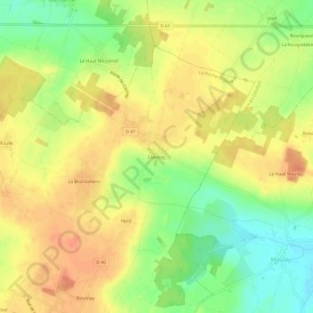Mapa topográfico Claunay, altitude, relevo