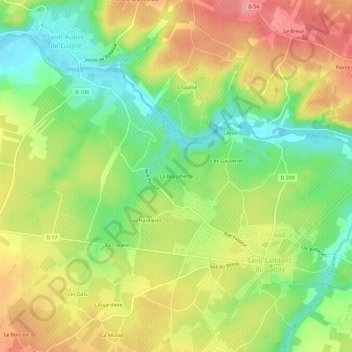 Mapa topográfico La Beaumette, altitude, relevo