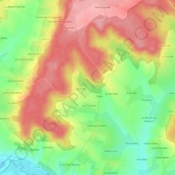 Mapa topográfico Le Ruisseau, altitude, relevo