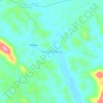 Mapa topográfico Tapang Tingang, altitude, relevo