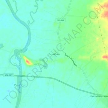 Mapa topográfico Cerro Chato, altitude, relevo