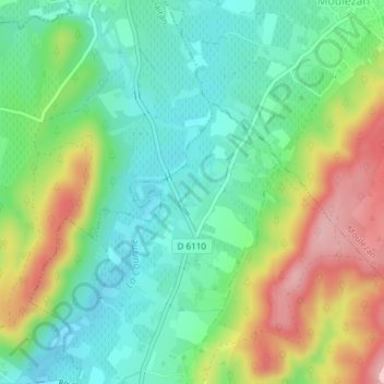 Mapa topográfico Fenouiller, altitude, relevo