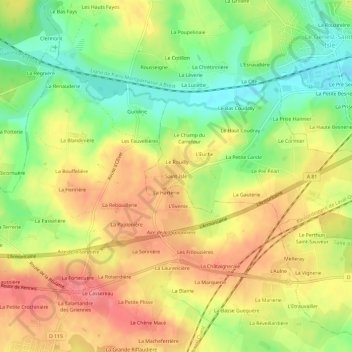 Mapa topográfico Saint-Isle, altitude, relevo