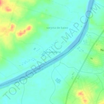 Mapa topográfico Nova Alegria, altitude, relevo