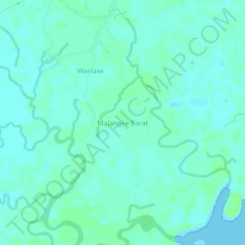 Mapa topográfico Malangke Barat, altitude, relevo